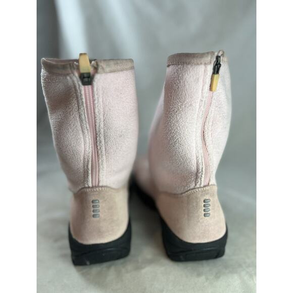 Lands End Pink Suede Winter Boots Fleece Lined Mid Calf Size 8.5 B Zip Closure - Picture 4 of 9